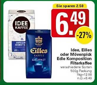 Idee, Eilles oder Mövenpick Edle Komposition Filterkaffee 500g