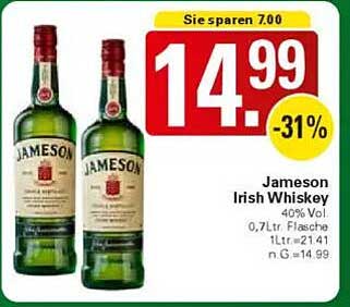 Jameson Irish Whiskey 0,7L Flasche