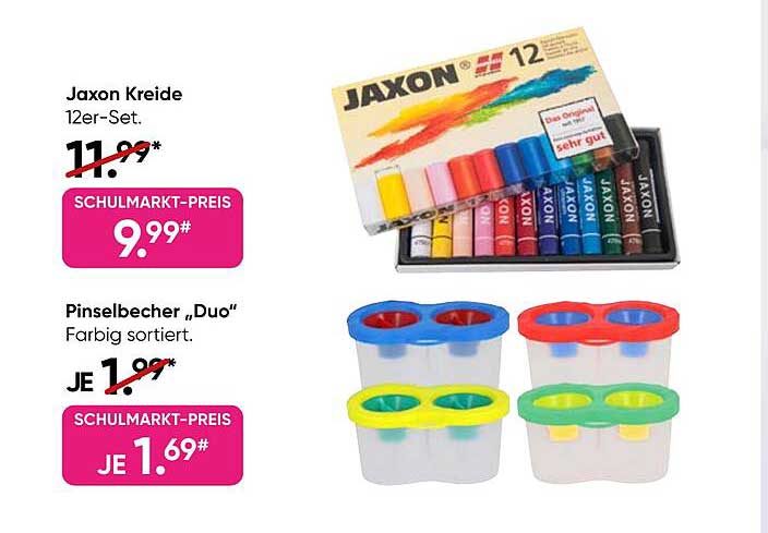 Jaxon Kreide 12er-Set und Pinselbecher „Duo“ farbig sortiert