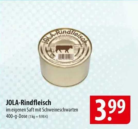 JOLA-Rindfleisch im eigenen Saft mit Schweineschwartens 400-g-Dose