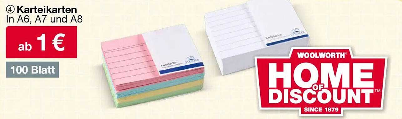 Karteikarten in A6, A7 und A8 - 100 Blatt ab 1 €
