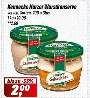 Keunecke Harzer Wurstkonserve, 200 g Glas