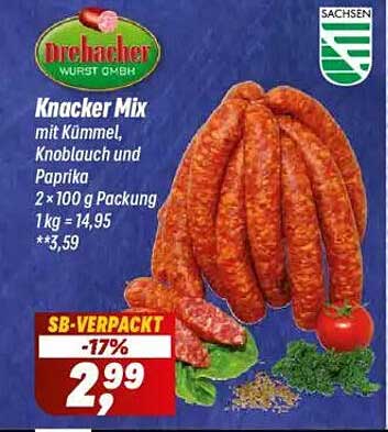 Knacker Mix mit Kümmel, Knoblauch und Paprika