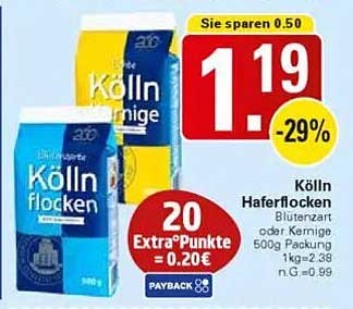 Kölln Haferflocken 500g - Blütenzart oder Kernige