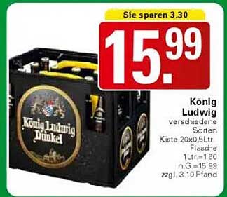 König Ludwig verschiedene Sorten Kiste 20x0,5Ltr.