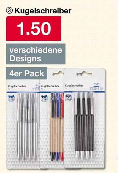 Kugelschreiber 4er Pack - verschiedene Designs