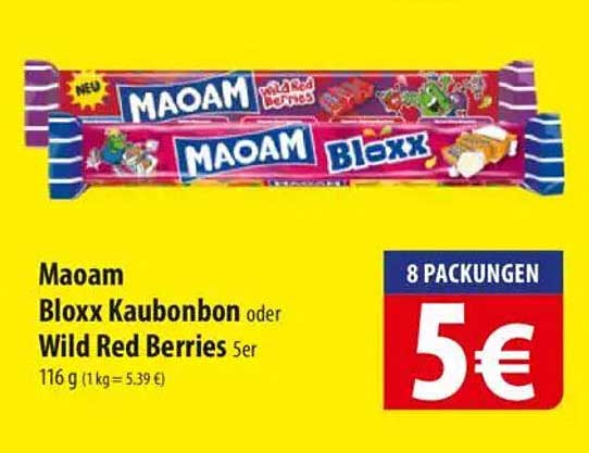Maoam Bloxxx Kaubonbon oder Wild Red Berries 5er