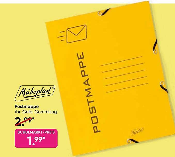 Mübioplast Postmappe A4 Gelb mit Gummizug