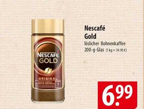 Nescafé Gold löslicher Bohnenkaffee 200-g-Glas