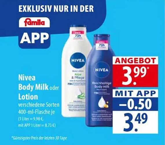 Nivea Body Milk oder Lotion 400 ml - verschiedene Sorten
