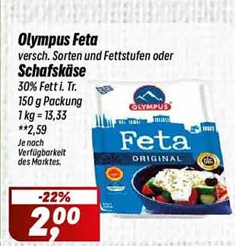 Olympus Feta - verschiedene Sorten und Fettstufen oder Schafskäse