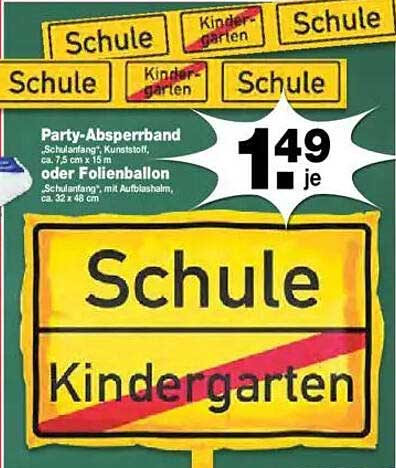 Party-Absperrband "Schule" und Folienballon