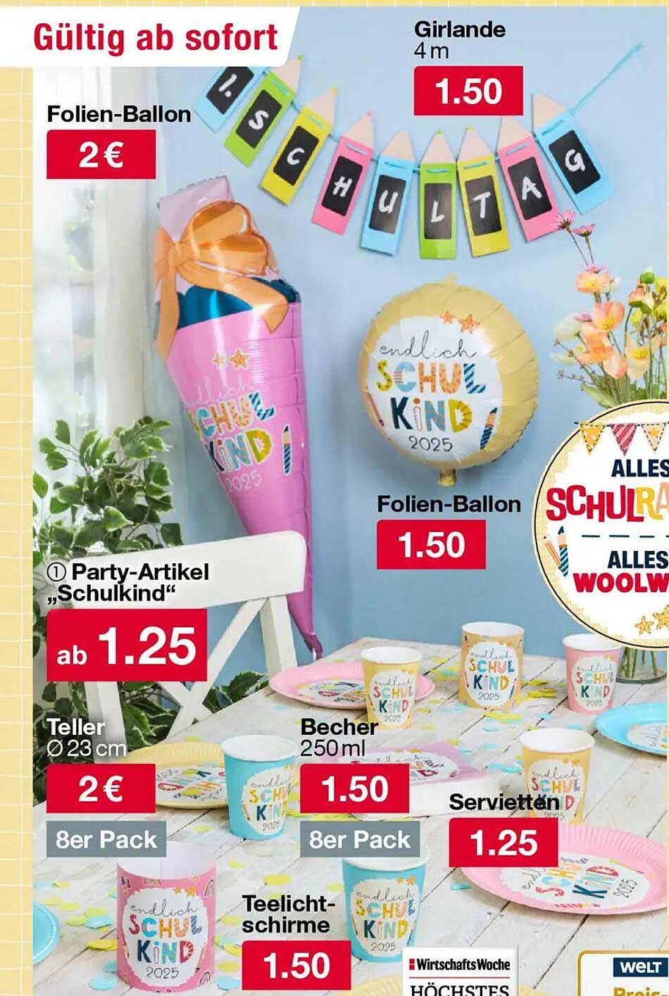 Party-Artikel "Schulkind" ab 1,25 €
