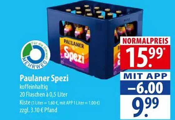 Paulaner Spezi 20 Flaschen à 0,5 Liter