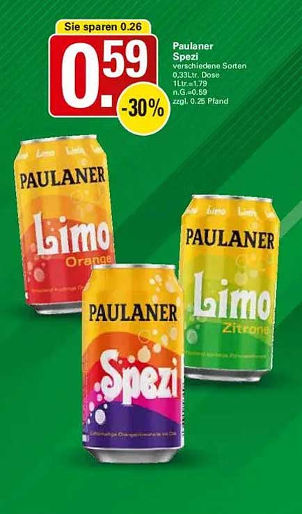 Paulaner Spezi – Verschiedene Sorten in der 0,33L Dose
