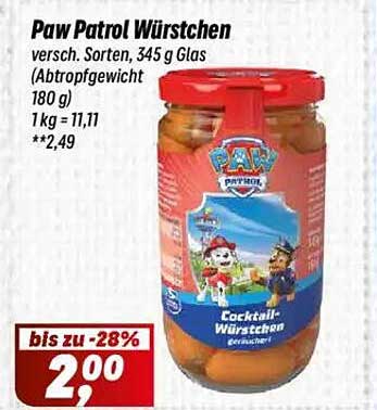 Paw Patrol Würstchen - Verschiedene Sorten im 345 g Glas