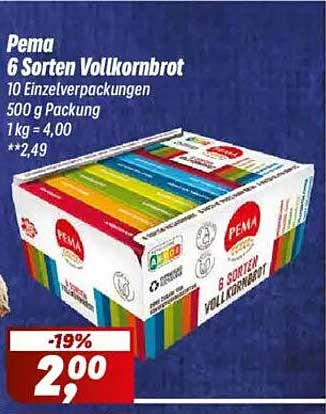 Pema 6 Sorten Vollkornbrot - 500 g Packung