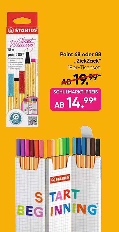 Point 68 oder 88 „ZickZack“ 18er-Tischset von STABILO