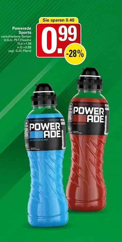 Powerade Sports verschiedene Sorten 0,5 L PET-Flasche