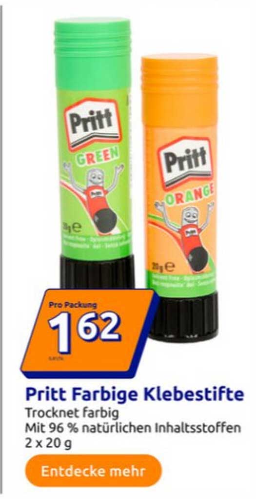 Pritt Farbige Klebestifte 2 x 20 g - Trocknet farbig