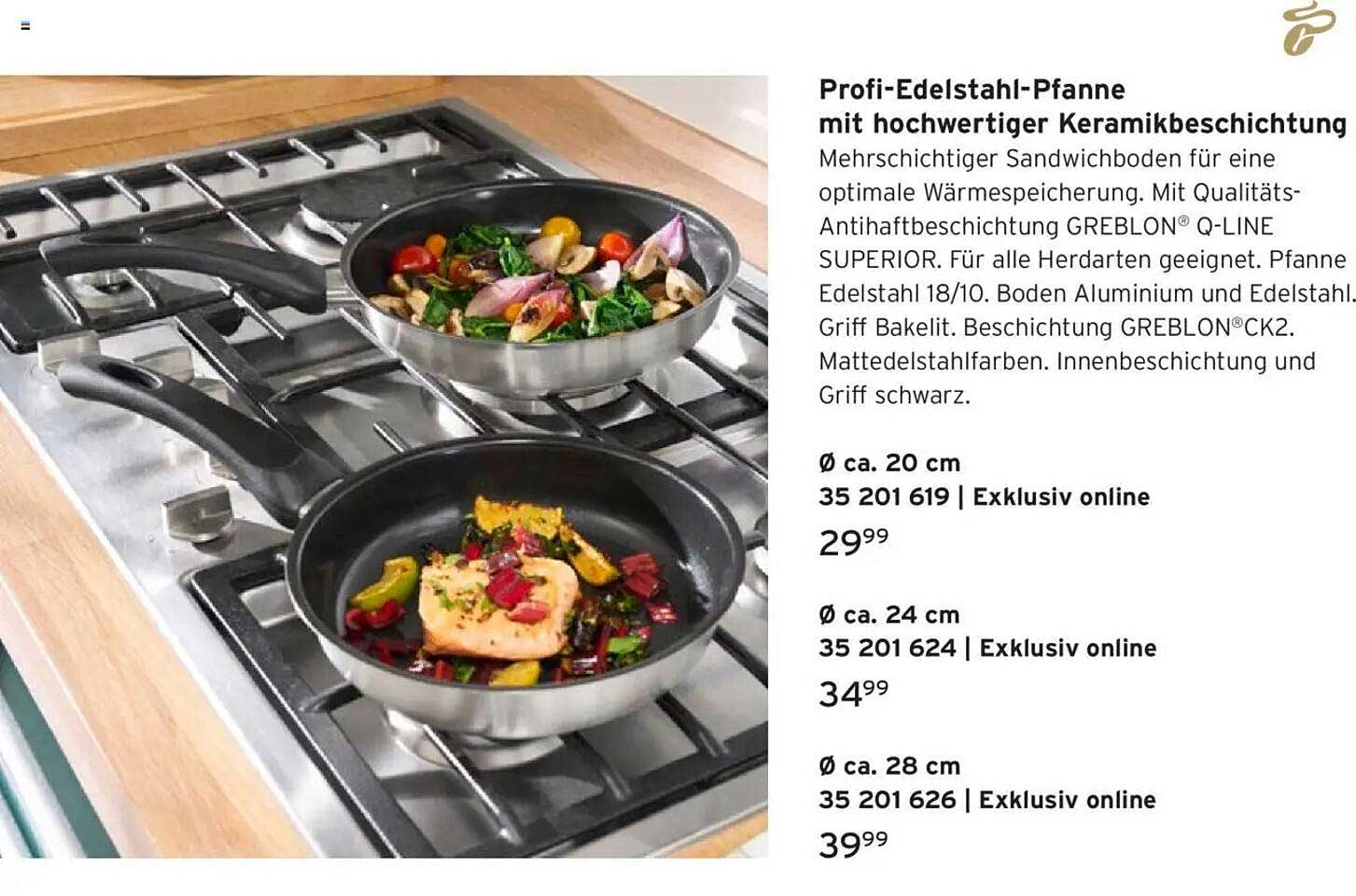 Profi-Edelstahl-Pfanne mit hochwertiger Keramikbeschichtung