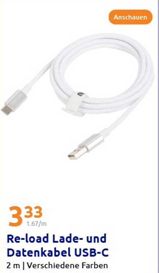 Re-load Lade- und Datenkabel USB-C 2 m | Verschiedene Farben