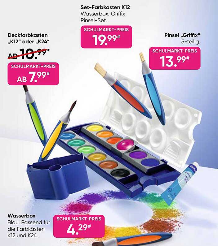 Set-Farbkasten K12 Wasserbox, Griffix Pinsel-Set