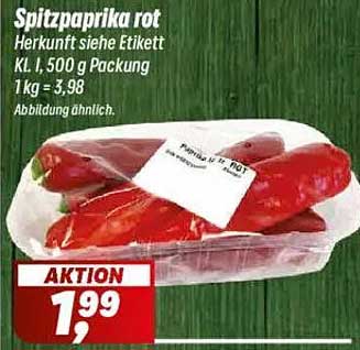 Spitzpaprika rot 500 g Packung