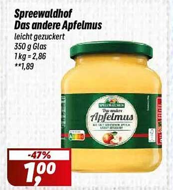 Spreewaldhof Das andere Apfelmus leicht gezuckert 350 g Glas