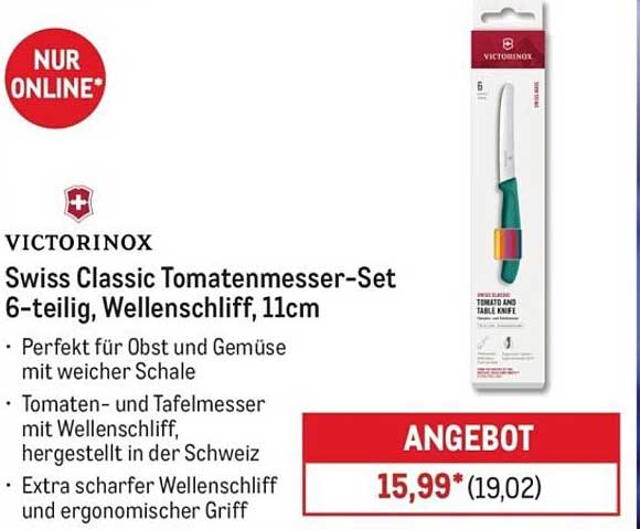 Swiss Classic Tomatenmesser-Set 6-teilig, Wellenschliff, 11cm
