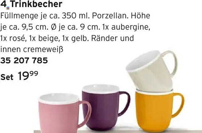 Trinkbecher Set - 350 ml Porzellan