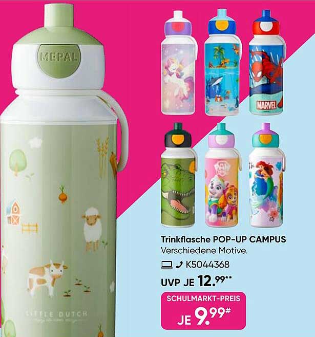 Trinkflasche POP-UP CAMPUS - Verschiedene Motive