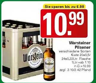 Warsteiner Pilsener - 24x0,33L Flasche für nur 10,99 €
