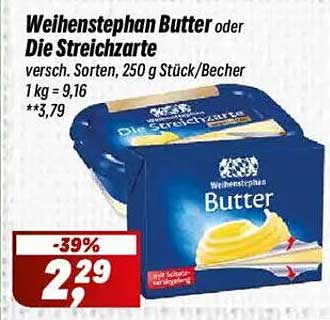 Weihenstephan Butter oder Die Streichzarte, 250 g Stück/Becher