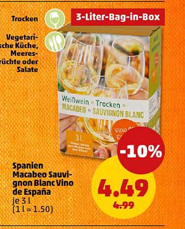 3-Liter-Bag-in-Box Weißwein Macabeo Sauvignon Blanc