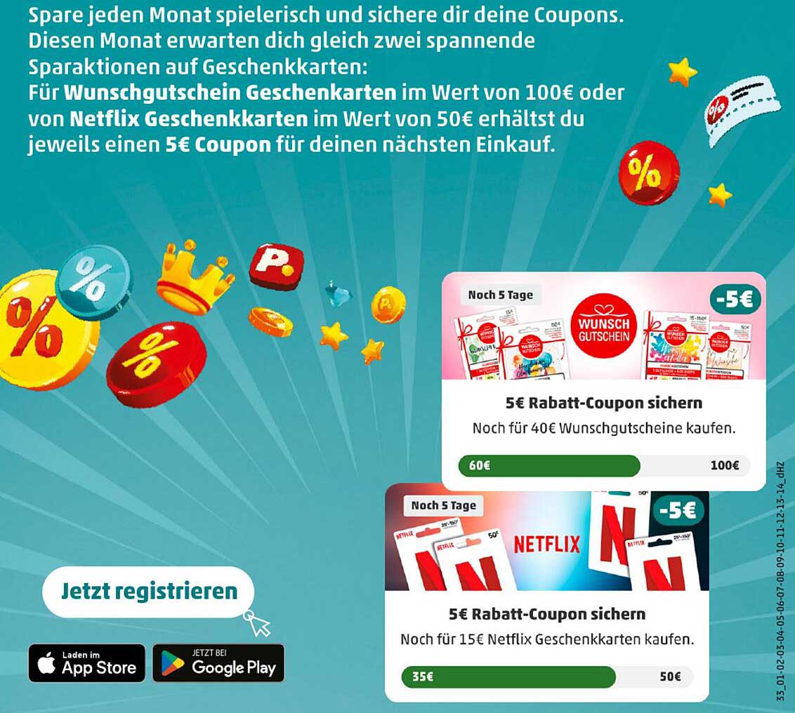 5€ Rabatt-Coupons auf Wunschgutscheine und Netflix Geschenkkarten – nur für kurze Zeit!