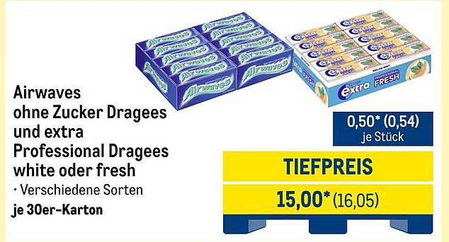 Airwaves ohne Zucker Dragees und extra Professional Dragees white oder fresh – 30er-Karton