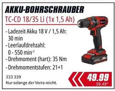 Akku-Bohrschrauber TC-CD 18/35 Li (1x 1,5 Ah)