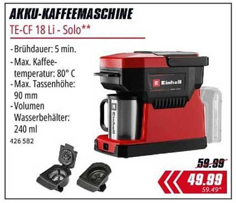 AKKU-KAFFEEMASCHINE TE-CF 18 Li - Solo