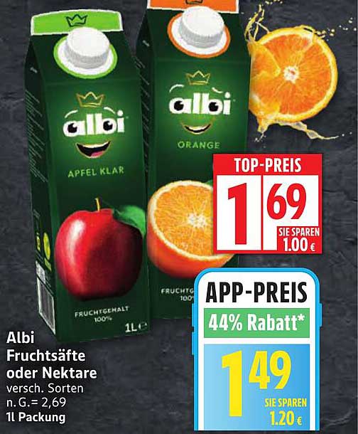 Albi Fruchtsäfte oder Nektare 1L – Jetzt im Top-Preis!