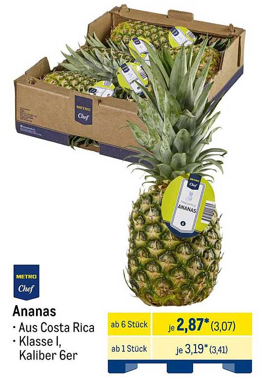 Ananas aus Costa Rica - Klasse I, Kaliber 6er