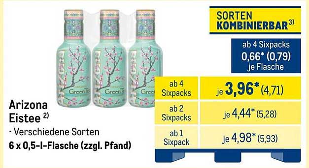 Arizona Eistee 6 x 0,5-L-Flasche (zzgl. Pfand)