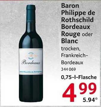 Baron Philippe de Rothschild Bordeaux Rouge oder Blanc 0,75 l- Flasche