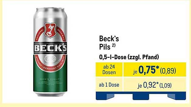 Beck's Pils 0,5 l-Dose (zzgl. Pfand)