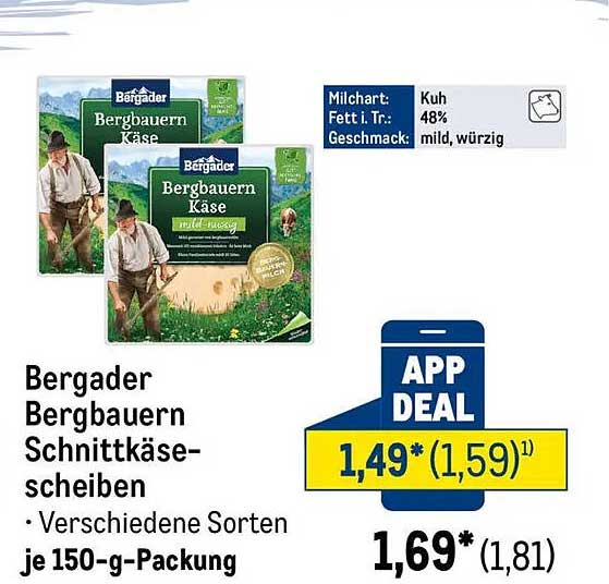 Bergader Bergbauern Schnittkäse-Scheiben - Verschiedene Sorten je 150-g-Packung