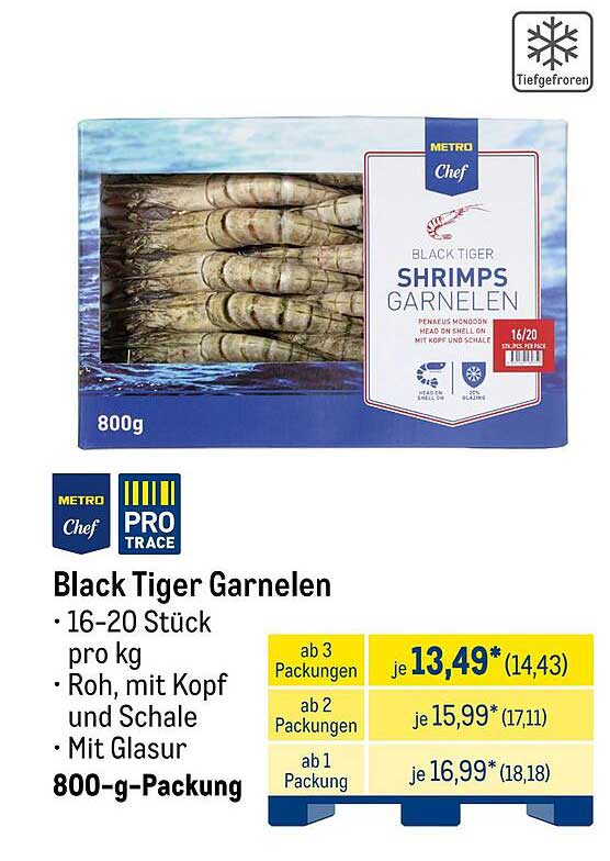 Black Tiger Garnelen - 800-g-Packung