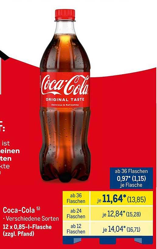 Coca-Cola 12 x 0,85 l Flasche - Verschiedene Sorten
