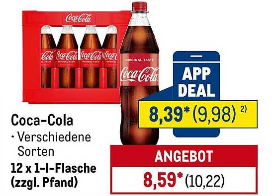 Coca-Cola 12 x 1-Liter-Flasche (verschiedene Sorten)