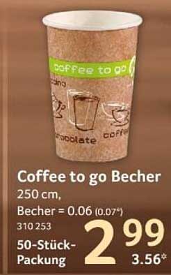 Coffee to go Becher 250 cm, 50-Stück-Packung