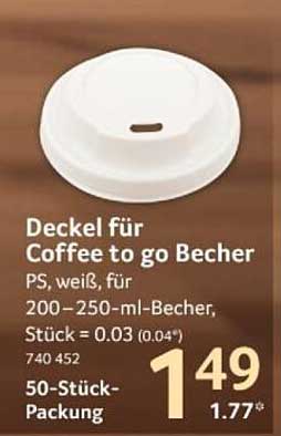 Deckel für Coffee to go Becher